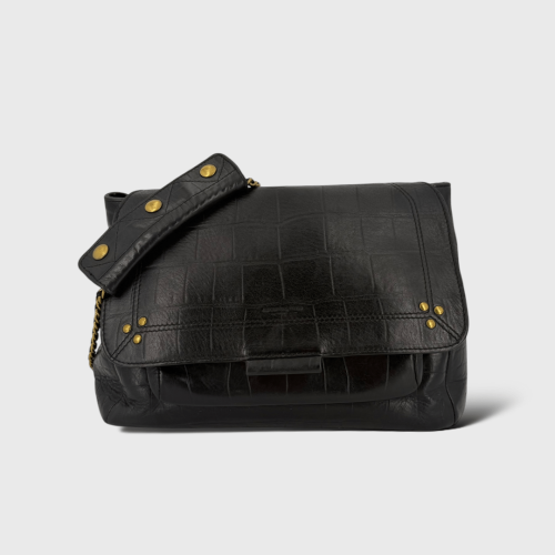 Lulu M Vachette Imprimé Croco Noir