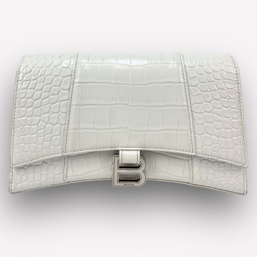 Sac Balenciaga Hourglass Blanc Croco