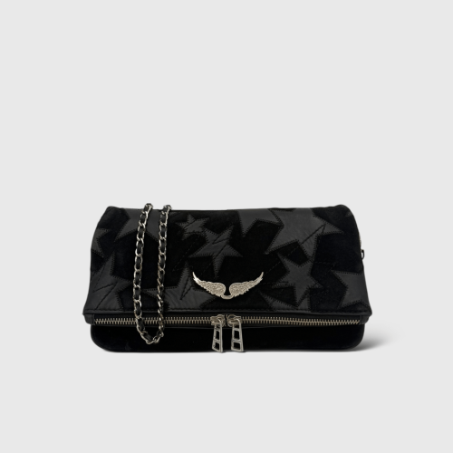 Pochette rock patchwork noir