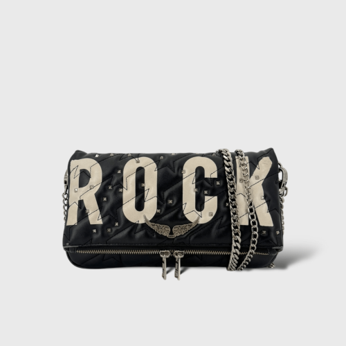 Pochette rock matelassé noir ROCK