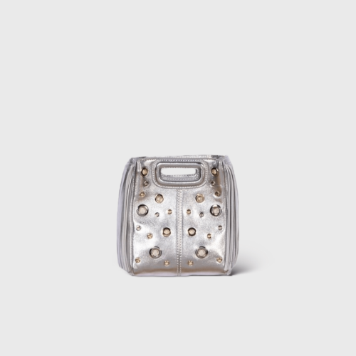 M Mini Cuir Argenté Œillets Or/Argent