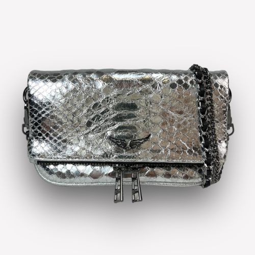 Pochette Zadig Rock Nano Python Argent