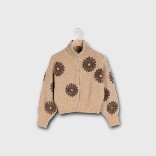 Pull Sandro à fleur marron s