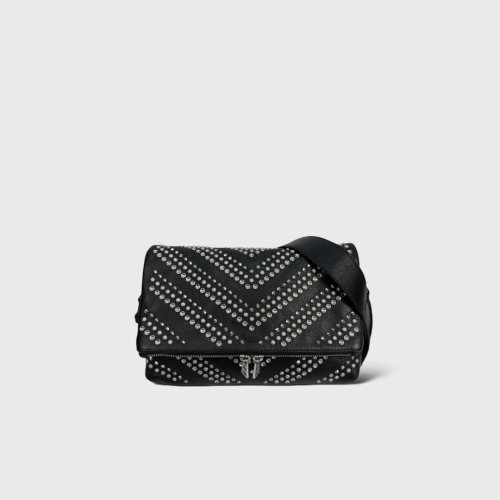 Rocky Cuir Noir Studs/Strass