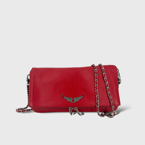 Pochette rock cuir rouge