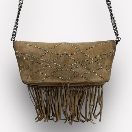 Sac Zadig Rock Marron Frange Strass