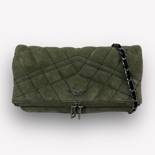 Pochette Zadig Rock Daim Kaki Matelassé