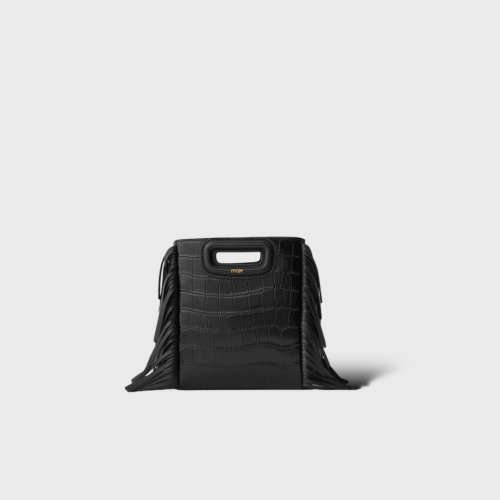 Mini Maje Cuir Croco Noir