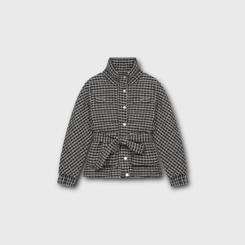 Doudoune maje en tweed noir/blanc m