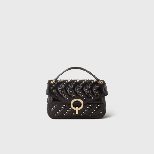 Yza Cuir Noir Clouté MM