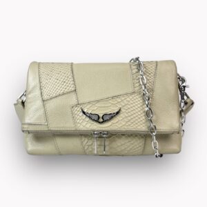 Sac Zadig Rocky Blanc Cassé Empiècement cuir