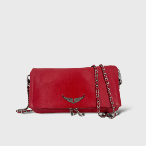 Pochette rock cuir rouge