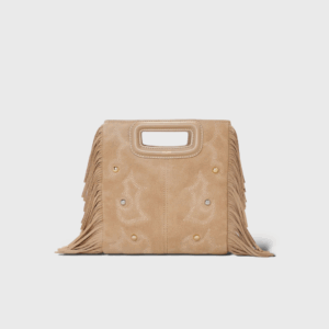 Sac M Cuir Brodé Clouté Beige