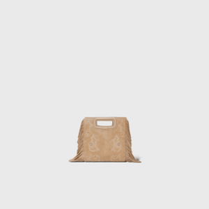 Sac M Cuir Brodé Clouté Beige