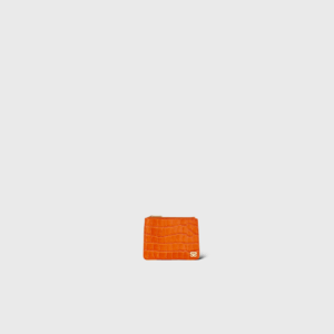 Porte-Cartes Zippé Cuir Croco Orange