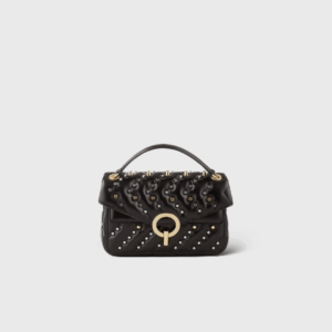 Yza Cuir Noir Clouté MM