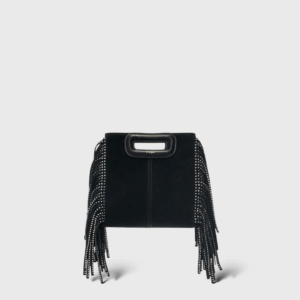 M Mini Suède Noir/Strass Longues Franges