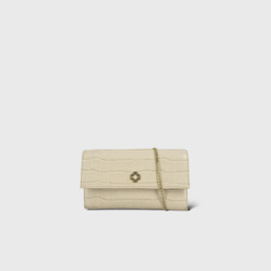 Clover Cuir Croco Blanc PM