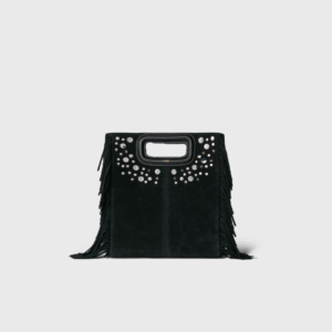 M Suède Noir Studs/Pics Argentés