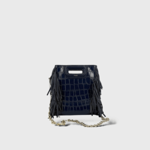 M Mini Cuir Croco Bleu Marine