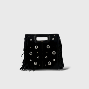 M Suède Noir Demi-Studs Argentés