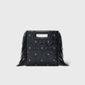 M Cuir Matelassé Studs Argentés