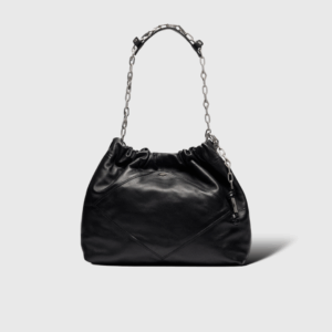June Cuir Noir Détails Argentés GM