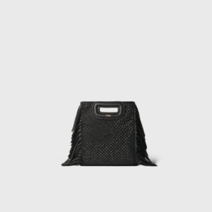 M Mini Cuir Noir Strass Noirs