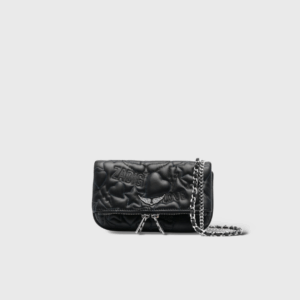 Rock Nano Matelassée Cuir Noir Strass