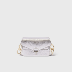 Yza Mini Cuir Argenté Détails Dorés