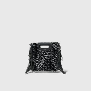 M Mini Cuir Noir Sequins Argentés
