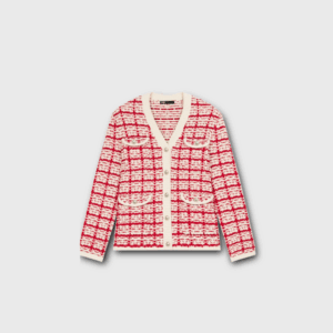 Gilet cardigan maje rouge & blanc m