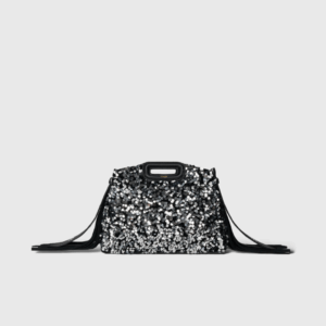 Miss M Mini Cuir Noir Sequins Argentés