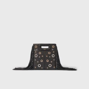 M Mini Cuir Noir Œillets Argentés/Dorés